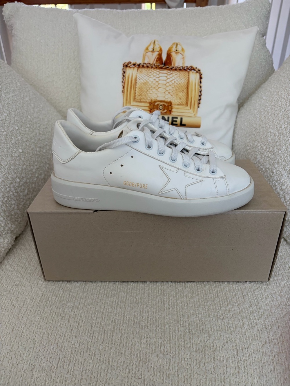 Golden Goose Pure Optic White Leather Low-Top Sneakers